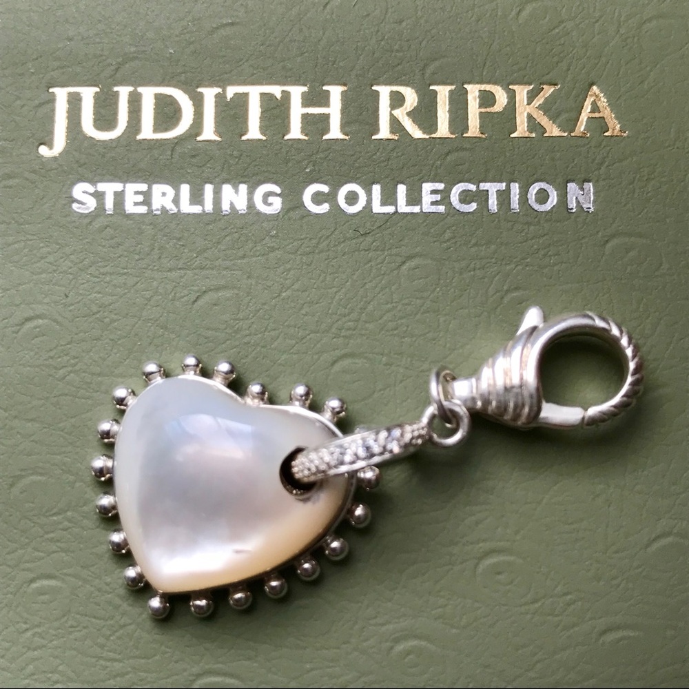 ⚪️JUDITH RIPKA HEART MOP➕DIAMONIQUE  PENDANT⚪️